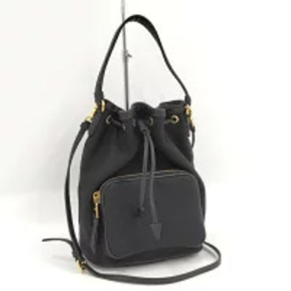 PRADA Shoulder Bag Drawstring Duet Canvas Black - Picture 1 of 9